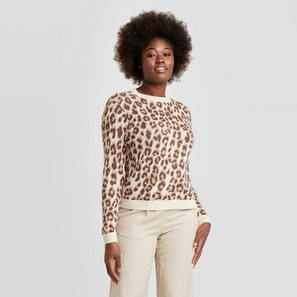 Leopard Crewneck Pullover Sweater - Target, L - Picture 1 of 4
